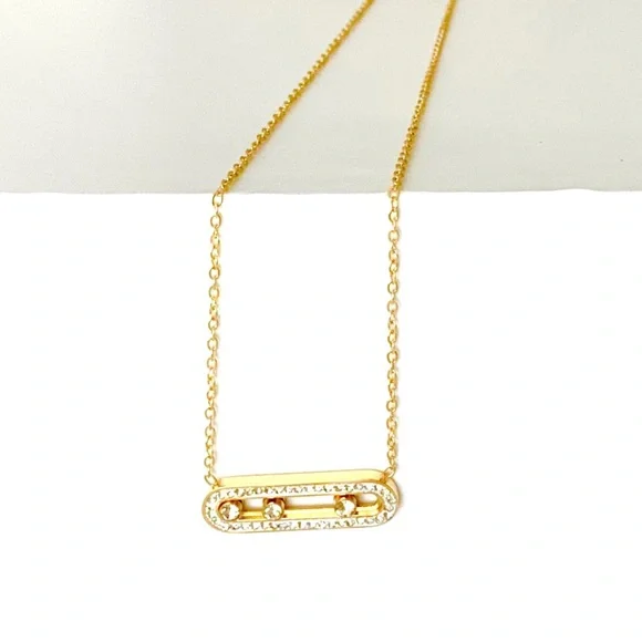 🆕 Gorgeous 18k Diamond Slider Oval Bar Necklace NWT - Picture 8 of 16